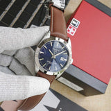 Tissot Gentleman Powermatic 80 Silicium Blue Dial Brown Leather Strap Watch For Men - T127.407.16.041.00 Authentic Buy Shop Now