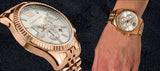 Michael Kors Lexington Chronograph White Dial Rose Gold Steel Strap Watch For Women - MK8313 Authentic Buy Shop Now