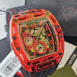 Guess Phoenix Multifunction Analog Red Dial Black Silicone Strap Watch For Men - GW0499G4 Authentic Buy Shop Now