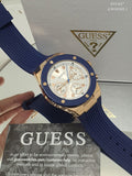 Guess Athena White Dial White Dial Blue Rubber Strap Watch For Women - GW0030L5 Authentic Buy Shop Now