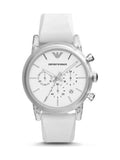 Emporio Armani Classic Chronograph White Dial White Rubber Strap Watch For Men - AR1054 Authentic Buy Shop Now