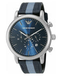 Emporio Armani Luigi Chronograph Quartz Blue Dial Blue Nylon Strap Watch For Men - AR1949 Authentic Buy Shop Now