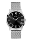 Guess Analog Black Dial Silver Mesh Bracelet Watch for Men - W1263G1 Authentic Buy Shop Now