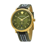 Versace V-Circle Quartz Green Dial Green Leather Strap Watch for Men - VEBQ01519 Authentic Buy Shop Now