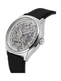 Emporio Armani Meccanico White Skeleton Dial Black Leather Strap Watch For Men - AR60003 Authentic Buy Shop Now