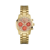 Guess Mini Sunrise Quartz Analog Orange Dial Gold Steel Strap Watch For Women - W0448L7 Authentic Buy Shop Now