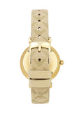 Emporio Armani Gianni T Bar Analog Silver Dial Beige Leather Strap Watch For Women - AR11127 Authentic Buy Shop Now