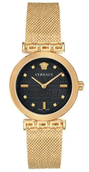 Versace Meander Black Dial Gold Mesh Bracelet Watch for Women - VELW00720 Authentic Buy Shop Now
