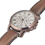 Fossil Grant Chronograph White Dial Brown Leather Strap Watch for Men - FS5344 Authentic Buy Shop Now