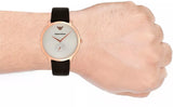 Emporio Armani Modern Slim Analog Silver Dial Brown Leather Strap Watch For Men - AR11163 Authentic Buy Shop Now