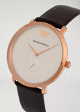 Emporio Armani Modern Slim Analog Silver Dial Brown Leather Strap Watch For Men - AR11163 Authentic Buy Shop Now