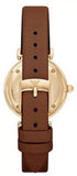 Emporio Armani Gianni T Bar Quartz Pink Mother of Pearl Dial Brown Leather Strap Watch For Women - AR1960 Authentic Buy Shop Now