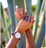 Daniel Wellington Classic Canterbury White Dial Two Tone NATO Strap Watch For Women - DW00100030 Authentic Buy Shop Now