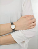 Daniel Wellington Classy Sheffield White Dial Black Leather Strap Watch For Women - DW00100060 Authentic Buy Shop Now