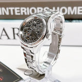 Fossil Rye Automatic Skeleton Silver Dial Silver Steel Strap Watch for Women - BQ3753 Authentic Buy Shop Now