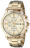 Fossil Dean Chronograph Champagne Dial Gold Steel Strap Watch for Men - FS4867 Authentic Buy Shop Now