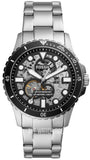 Fossil FB-01 Automatic Skeleton Black Dial Silver Steel Strap Watch for Men - ME3190 Authentic Buy Shop Now