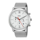 Fossil Neutra Chronograph White Dial Silver Mesh Bracelet Watch for Men - FS5382 Authentic Buy Shop Now