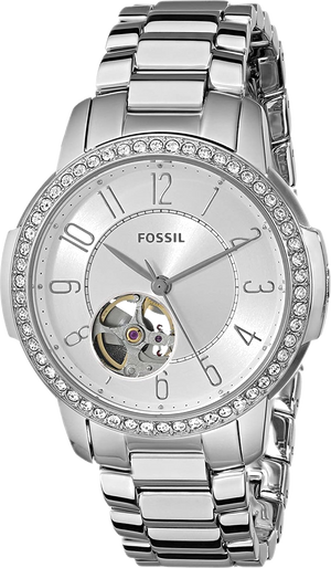 Fossil Architect Automatic Silver Dial Silver Steel Strap Watch for Women - ME3057 Authentic Buy Shop Now