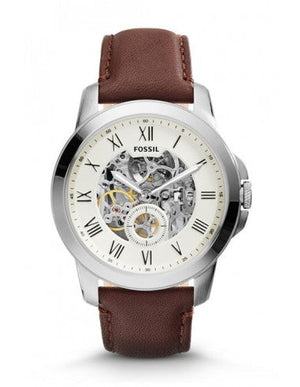 Fossil Grant Automatic White Dial Brown Leather Strap Watch for Men - ME3052 Authentic Buy Shop Now