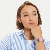 Fossil Blue Dive Analog Pink Dial Silver Steel Strap Watch For Women - ES5351 Authentic Buy Shop Now