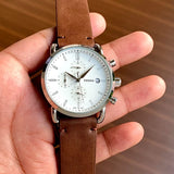 Fossil The Commuter White Dial Brown Leather Strap Watch for Men - FS5402 Authentic Buy Shop Now
