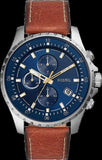 Fossil Dillinger Luggage Chronograph Blue Dial Brown Leather Strap Watch for Men - FS5675 Authentic Buy Shop Now