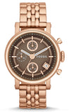 Fossil Boyfriend Chronograph Brown Dial Rose Gold Steel Strap Watch for Women - ES3494 Authentic Buy Shop Now