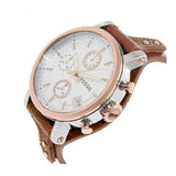 Fossil Boyfriend Chronograph White Dial Brown Leather Strap Watch for Women - ES3837 Authentic Buy Shop Now