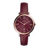 Fossil Jacqueline Burgundy Dial Burgundy Leather Strap Watch for Women - ES4099 Authentic Buy Shop Now