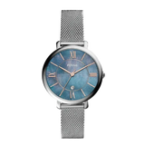 Fossil Jacqueline Mother of Pearl Blue Dial Silver Mesh Strap Watch for Women - ES4322 Authentic Buy Shop Now