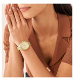 Fossil Neutra Chronograph Gold Dial Gold Steel Strap Watch for Women - ES5219 Authentic Buy Shop Now