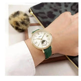 Fossil Jacqueline Multifunction Moonphase Mother of Pearl White Dial Green Leather Strap Watch for Women - ES5244 Authentic Buy Shop Now