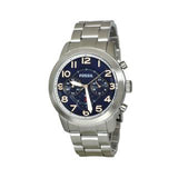 Fossil Pilot 54 Chronograph Navy Blue Dial Silver Steel Strap Watch for Men - FS5203 Authentic Buy Shop Now