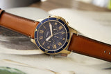Fossil Grant Sport Chronograph Blue Dial Brown Leather Strap Watch for Men - FS5268 Authentic Buy Shop Now