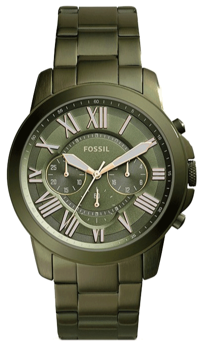 Fossil Grant Chronograph Olive Green Dial Green Steel Strap Watch for Men - FS5375 Authentic Buy Shop Now