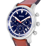 Fossil Goodwin Chronograph Blue Dial Brown Leather Strap Watch for Men - FS5414 Authentic Buy Shop Now