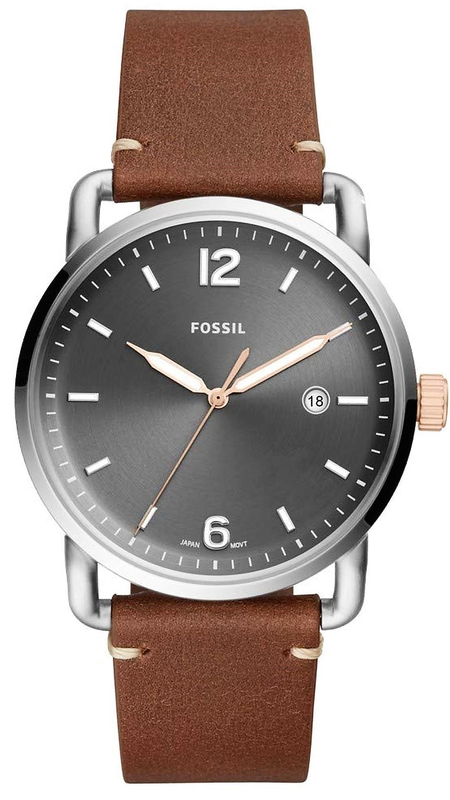 Fossil Commuter Grey Dial Brown Leather Strap Watch for Men - FS5417 Authentic Buy Shop Now