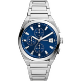 Fossil Everett Chronograph Blue Dial Silver Steel Strap Watch for Men - FS5795 Authentic Buy Shop Now
