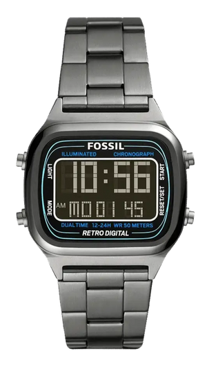 Fossil Retro Digital Black Dial Black Steel Strap Watch for Men - FS5846 Authentic Buy Shop Now