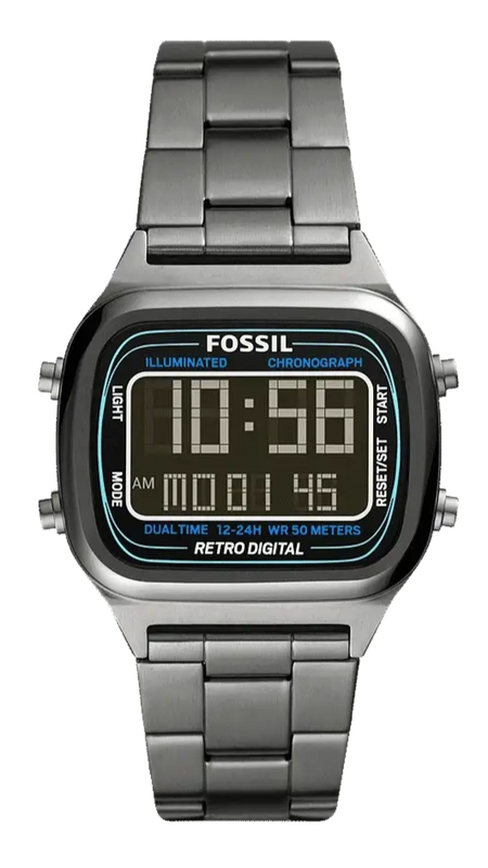 Fossil Retro Digital Black Dial Black Steel Strap Watch for Men - FS5846 Authentic Buy Shop Now