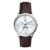 Fossil Neutra Minimalist Moonphase Silver Dial Brown Leather Strap Watch for Men - FS5905 Authentic Buy Shop Now