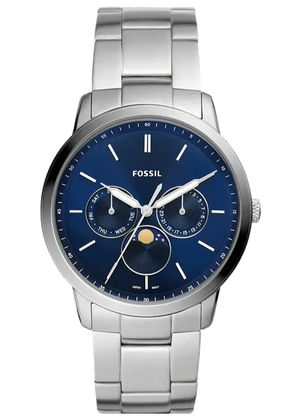 Fossil Neutra Minimalist Moonphase Blue Dial Silver Steel Strap Watch for Men - FS5907 Authentic Buy Shop Now