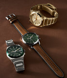 Fossil Everett Chronograph Green Dial Silver Steel Strap Watch for Men - FS5964 Authentic Buy Shop Now