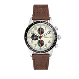 Fossil Sport Tourer Chronograph White Dial Brown Leather Strap Watch for Men - FS6042 Authentic Buy Shop Now