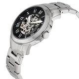 Fossil Grant Skeleton Black Dial Silver Steel Strap Watch for Men - ME3055 Authentic Buy Shop Now