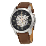 Fossil Grant Automatic Skeleton Black Dial Brown Leather Strap Watch for Men - ME3100 Authentic Buy Shop Now