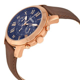 Fossil Pilot 54 Chronograph Blue Dial Brown Leather Strap Watch for Men - FS5204 Authentic Buy Shop Now