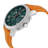 Fossil Grant Chronograph Green Dial Brown Leather Strap Watch for Men - FS4918 Authentic Buy Shop Now