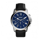 Fossil Grant Chronograph Blue Dial Black Leather Strap Watch for Men - FS4990 Authentic Buy Shop Now